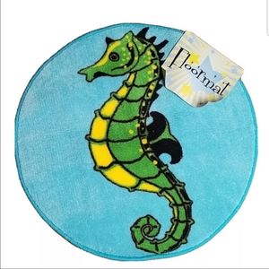 Seahorse Bath Matt Rug Non Slip Bottom Fish blue